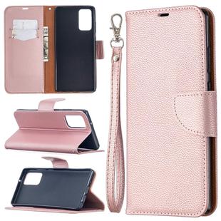 For Samsung Galaxy Note20 Litchi Texture Pure Color Horizontal Flip Leather Case with Holder & Card Slots & Wallet & Lanyard(Rose Gold)