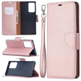 For Samsung Galaxy Note20 Ultra Litchi Texture Pure Color Horizontal Flip Leather Case with Holder & Card Slots & Wallet & Lanyard(Rose Gold)