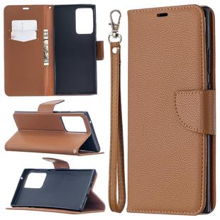 For Samsung Galaxy Note20 Ultra Litchi Texture Pure Color Horizontal Flip Leather Case with Holder & Card Slots & Wallet & Lanyard(Brown)