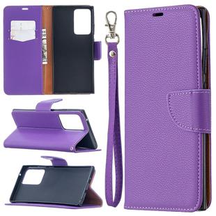 For Samsung Galaxy Note20 Ultra Litchi Texture Pure Color Horizontal Flip Leather Case with Holder & Card Slots & Wallet & Lanyard(Purple)