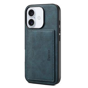 For iPhone 16 Denior D08 PU Single Card Slot Holder Phone Case(Blue)