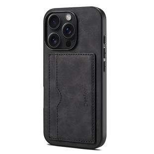 For iPhone 16 Pro Max Denior D08 PU Single Card Slot Holder Phone Case(Black)