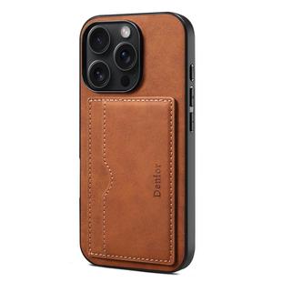 For iPhone 16 Pro Max Denior D08 PU Single Card Slot Holder Phone Case(Brown)