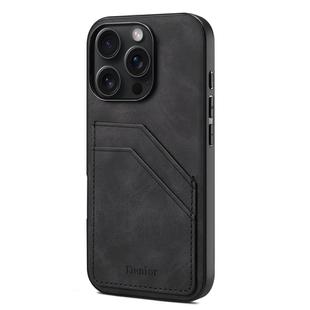 For iPhone 16 Pro Max Denior D09 PU Dual Card Slot Back Cover Phone Case(Black)