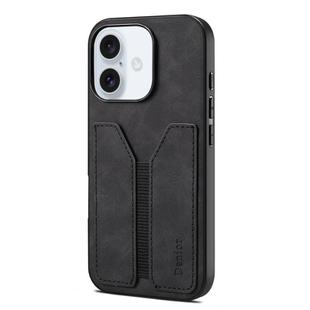 For iPhone 16 Denior D07 DV Elastic Card Slot PU Back Cover Phone Case(Black)