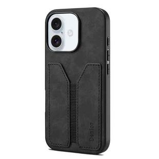 For iPhone 16 Plus Denior D07 DV Elastic Card Slot PU Back Cover Phone Case(Black)