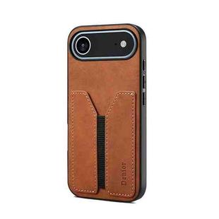 For iPhone 17 Air Denior D07 DV Elastic Card Slot PU Back Cover Phone Case(Brown)