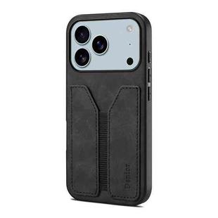 For iPhone 17 Pro Denior D07 DV Elastic Card Slot PU Back Cover Phone Case(Black)