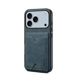 For iPhone 17 Pro Denior D06 PU Back Cover Card Slot Holder Phone Case(Blue)