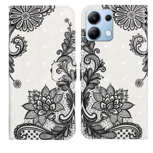 For Redmi Note 13 4G Oil Embossed 3D Drawing Leather Phone Case(Lace Flower)