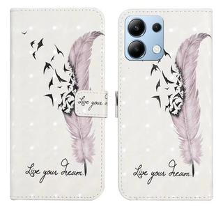 For Redmi Note 13 4G Oil Embossed 3D Drawing Leather Phone Case(Feather)