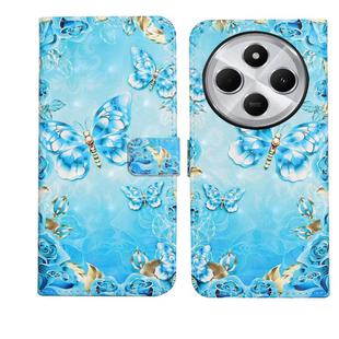 For Redmi 14C 4G Oil Embossed 3D Drawing Leather Phone Case(Blue Butterflies)