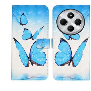 For Redmi 14C 4G Oil Embossed 3D Drawing Leather Phone Case(3 Butterflies)