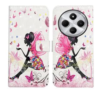 For Redmi 14C 4G Oil Embossed 3D Drawing Leather Phone Case(Flower Fairy)