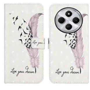 For Redmi 14C 4G Oil Embossed 3D Drawing Leather Phone Case(Feather)