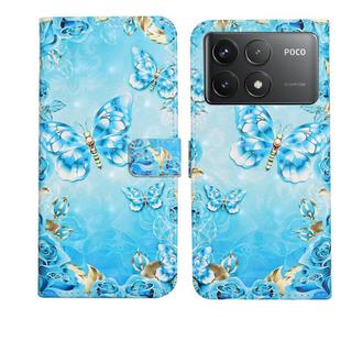 For Xiaomi Poco F6 Pro Oil Embossed 3D Drawing Leather Phone Case(Blue Butterflies)