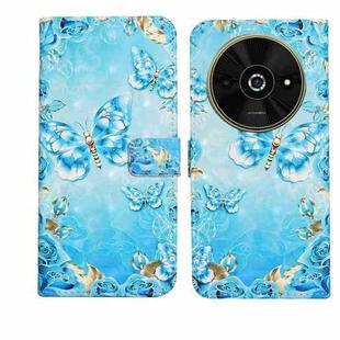 For Xiaomi Poco C61 Oil Embossed 3D Drawing Leather Phone Case(Blue Butterflies)