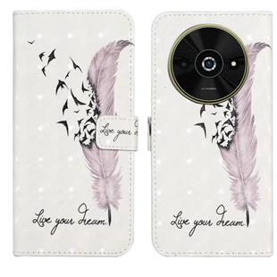 For Xiaomi Poco C61 Oil Embossed 3D Drawing Leather Phone Case(Feather)