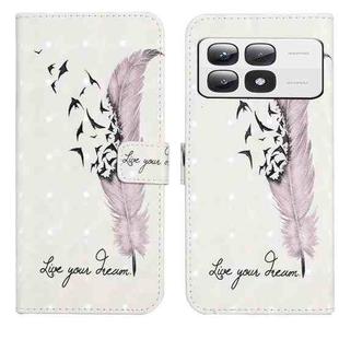 For Xiaomi 14T Pro Oil Embossed 3D Drawing Leather Phone Case(Feather)