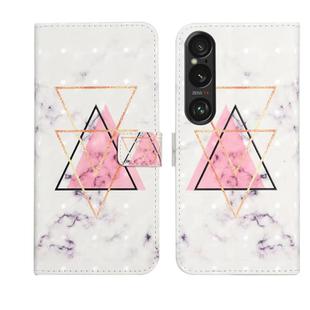 For Sony Xperia 1 VI Oil Embossed 3D Drawing Leather Phone Case(Triangular Marble)