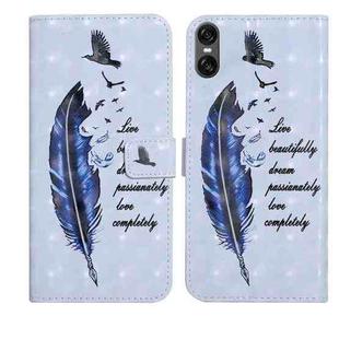 For Sony Xperia 10 VI Oil Embossed 3D Drawing Leather Phone Case(Blue Feather)