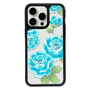 For iPhone 15 Pro Max Exclusive Design Style PC Full Coverage Pattern Phone Case(Blue Rose)