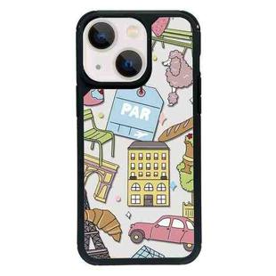 For iPhone 14 Exclusive Design Style PC Full Coverage Pattern Phone Case(City Sticker A)