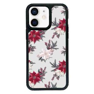 For iPhone 12 Exclusive Design Style PC Full Coverage Pattern Phone Case(Red Flower)