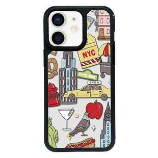 For iPhone 12 Exclusive Design Style PC Full Coverage Pattern Phone Case(City Sticker B)