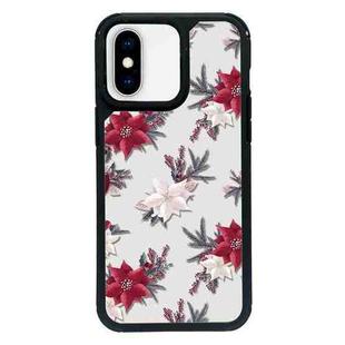 For iPhone X / XS Exclusive Design Style PC Full Coverage Pattern Phone Case(Red Flower)