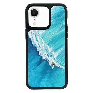 For iPhone XR Exclusive Design Style PC Full Coverage Pattern Phone Case(Sea Wave)