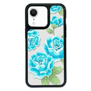 For iPhone XR Exclusive Design Style PC Full Coverage Pattern Phone Case(Blue Rose)