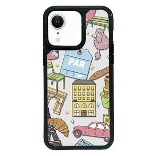 For iPhone XR Exclusive Design Style PC Full Coverage Pattern Phone Case(City Sticker A)