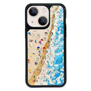 For iPhone 13 mini Exclusive Design Style PC Full Coverage Pattern Phone Case(Sandy Beach)