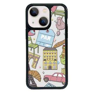 For iPhone 13 mini Exclusive Design Style PC Full Coverage Pattern Phone Case(City Sticker A)