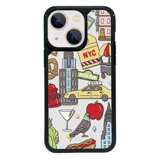 For iPhone 13 mini Exclusive Design Style PC Full Coverage Pattern Phone Case(City Sticker B)