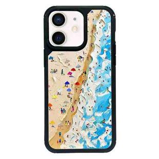 For iPhone 12 mini Exclusive Design Style PC Full Coverage Pattern Phone Case(Sandy Beach)