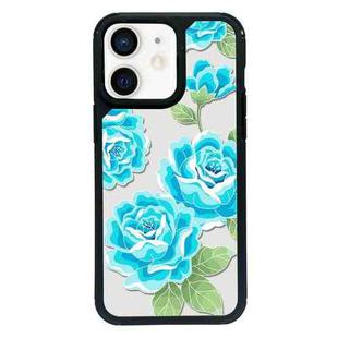 For iPhone 12 mini Exclusive Design Style PC Full Coverage Pattern Phone Case(Blue Rose)