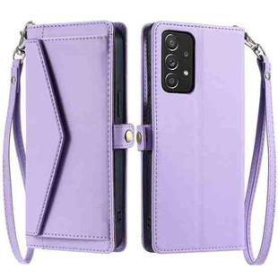 For Samsung Galaxy M23 5G / M13 4G Wallet Multi-card Slot Leather Phone Case with Lanyard(Purple)