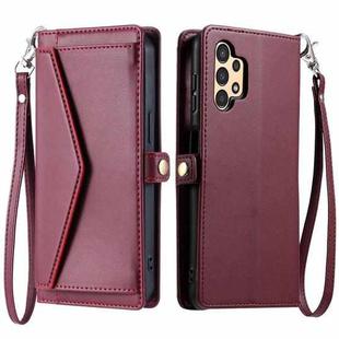For Samsung Galaxy A32 5G / M32 5G Wallet Multi-card Slot Leather Phone Case with Lanyard(Wine Red)
