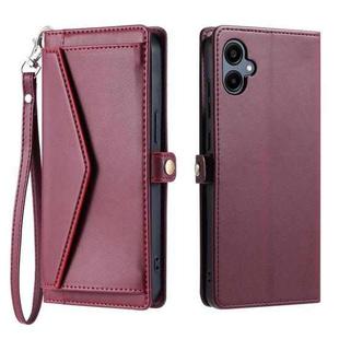 For Samsung Galaxy A06 5G / 4G Wallet Multi-card Slot Leather Phone Case with Lanyard(Wine Red)