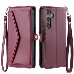 For Samsung Galaxy A17 5G Wallet Multi-card Slot Leather Phone Case with Lanyard(Wine Red)