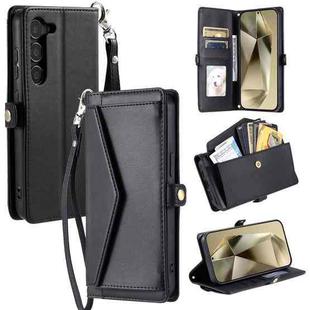 For Samsung Galaxy S23 5G Wallet Multi-card Slot Leather Phone Case with Lanyard(Black)