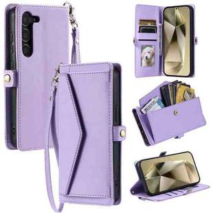 For Samsung Galaxy S23+ 5G Wallet Multi-card Slot Leather Phone Case with Lanyard(Purple)