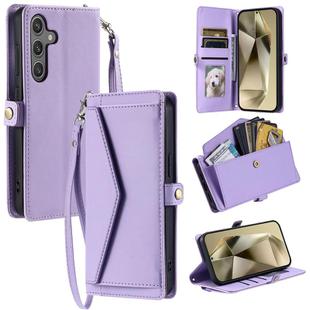 For Samsung Galaxy S24 5G Wallet Multi-card Slot Leather Phone Case with Lanyard(Purple)