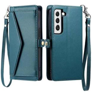 For Samsung Galaxy S21 5G Wallet Multi-card Slot Leather Phone Case with Lanyard(Green)