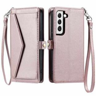 For Samsung Galaxy S22+ 5G Wallet Multi-card Slot Leather Phone Case with Lanyard(Rose Gold)