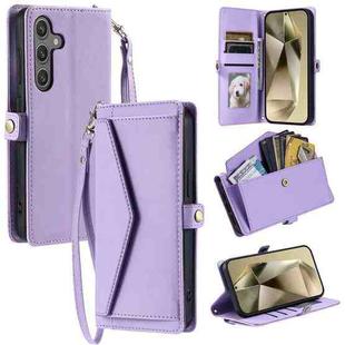 For Samsung Galaxy S23 FE 5G Wallet Multi-card Slot Leather Phone Case with Lanyard(Purple)