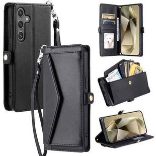 For Samsung Galaxy S23 FE 5G Wallet Multi-card Slot Leather Phone Case with Lanyard(Black)