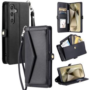 For Samsung Galaxy S25 5G Wallet Multi-card Slot Leather Phone Case with Lanyard(Black)